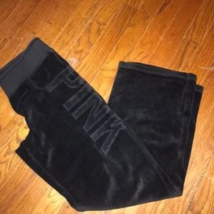 vs PINK sweat pants black velour sz M